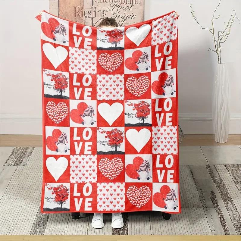Romantic Love Series Digital-printed Polyester Bedroom Velvet Flannel Cover Blanket Fleece Soft Sofa Cover Blankets for Beds