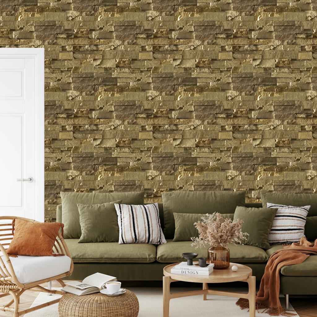 Stone Brick Wallpaper with 3D Effect for Living Room and Bedroom 50x1000