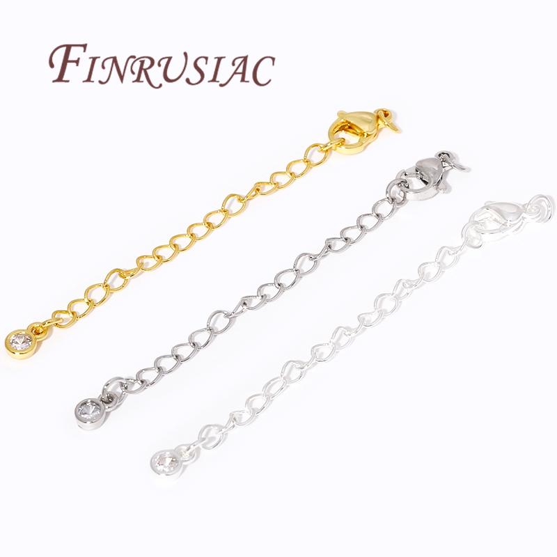 5CM 18K Gold Plated Extension Extended Tail Chains with Lobster Clasps Connectors Findings For Jewelry Making DIY Accessories