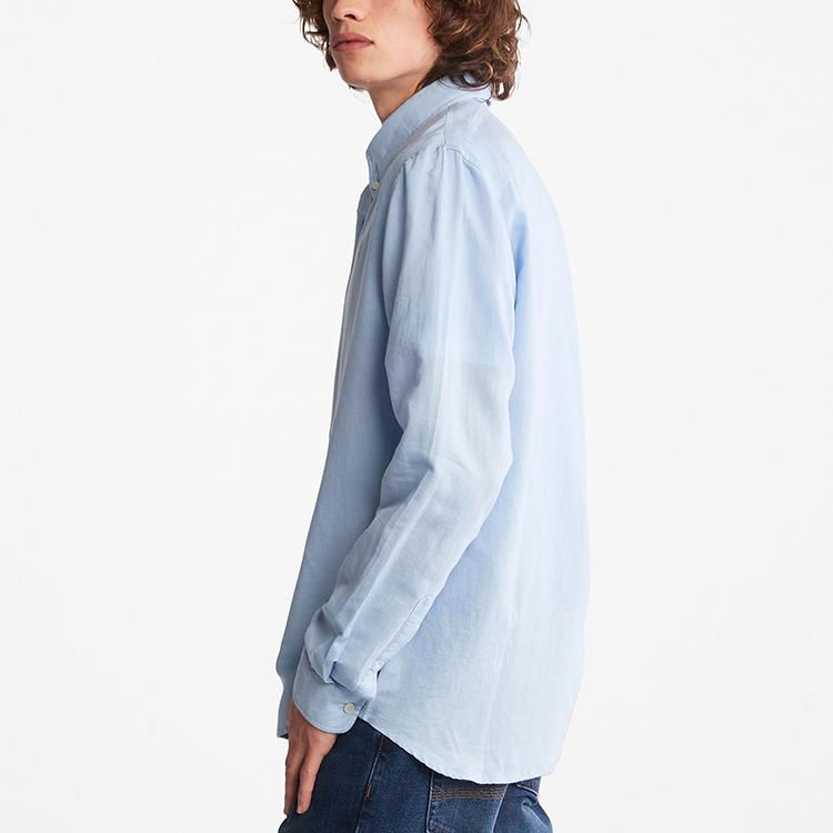 Timberland Outdoor Baumwolle Leinen Atmungsaktiv Einfarbiges Poloshirt Herren Hemden Himmelblau A24WR-940