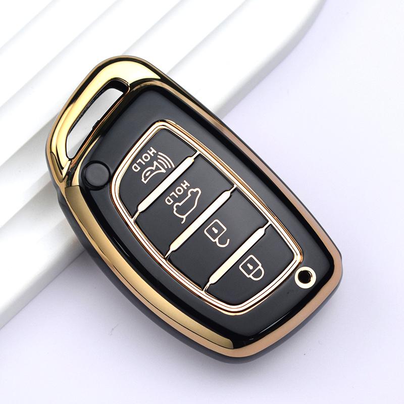 For Hyundai Creta Ix35 Ix45 I10 I30 I40 Tucson Santa Fe Rena Sonata Elantra 4Buttons TPU Car Smart Key Case Cover Accessories