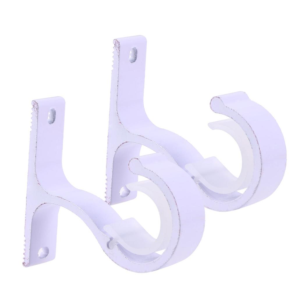 2 PCS Curtain Rod Holders Wall Mount Bracket Hooks Double Ceiling Mounting Brackets