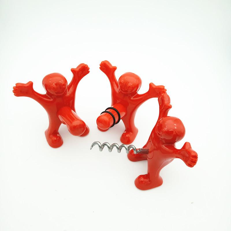 Small Red Man Funny Wine Opener With Pp Material For Party Celebrations