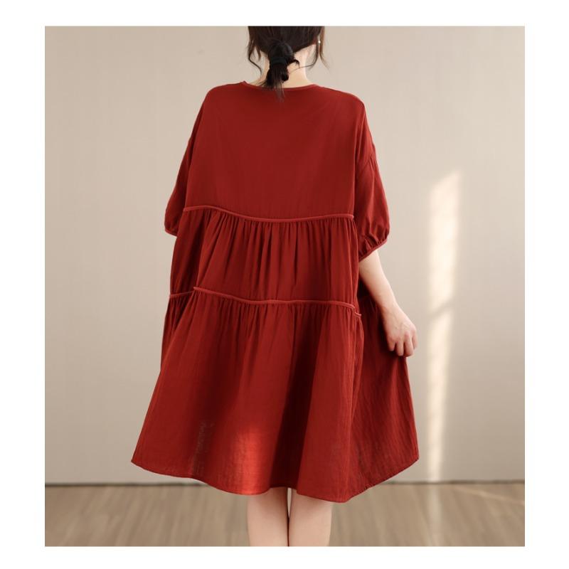 DIMANAF New 2026 Women Plus Size Summer Long Dress Sundress Loose Oversize Maxi Lady Floral Cotton Dress Solid