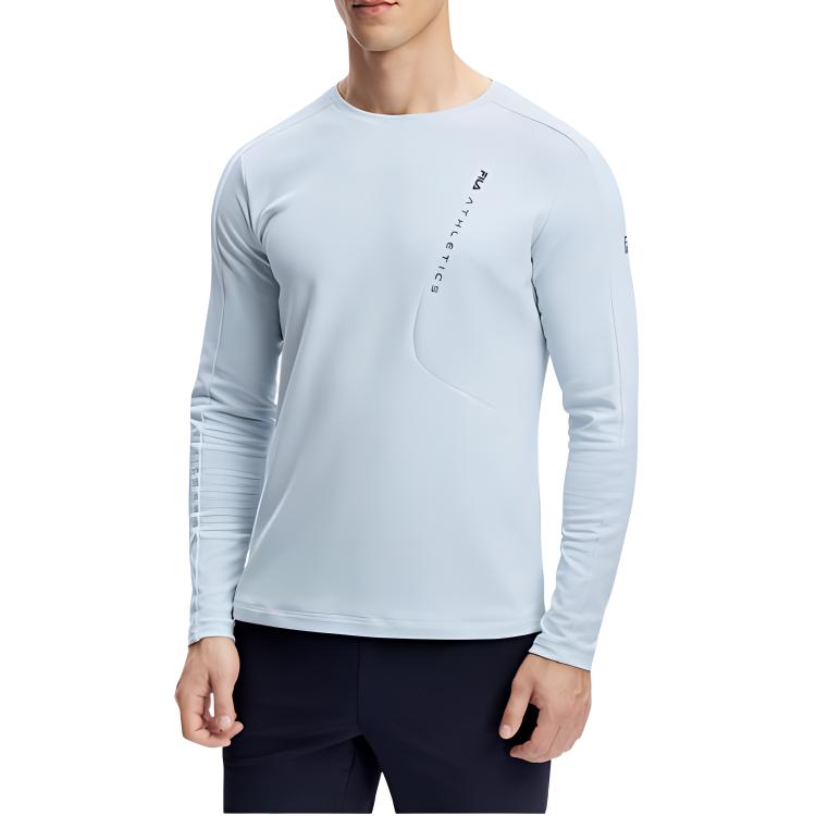 FILA Letter Print Fitness Long Sleeve T-Shirt Men Tops Sheer-Blue A11M411217F-LB