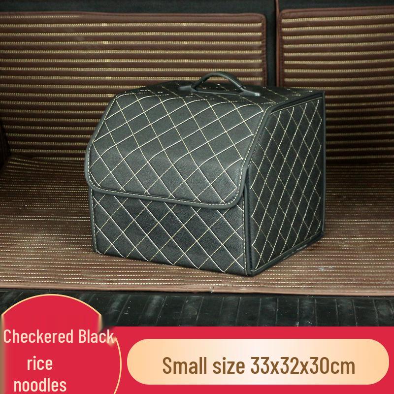 Trunk Storage Box: Multifunctional Folding Car Organizer with Logo-Printed Leather