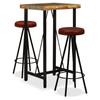 Day and Night - Day and Night Bar Furniture Set 3 Pieces Solid Recycled Wood Genuine Leather