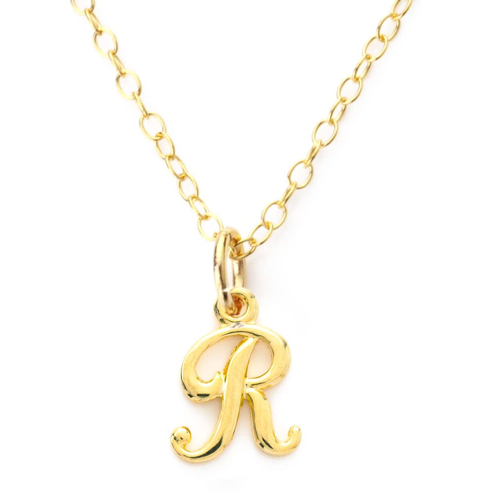

R Initial Necklace K14GF Gold Filled Chain Metal Allergy Friendly Alphabet [Accessories Salt] Women s