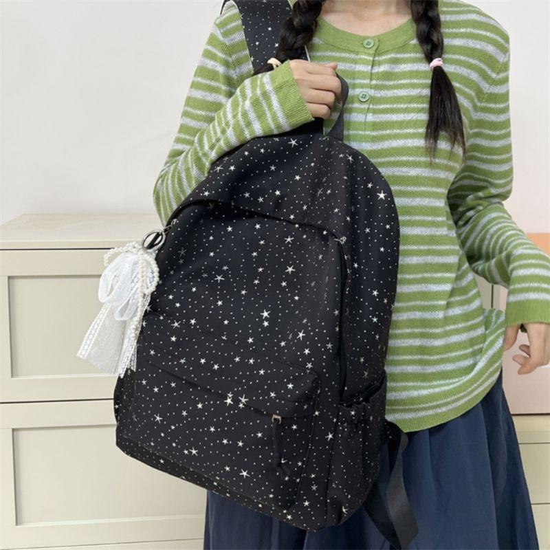 New Y2K Sweet Girls Small Stars Backpack Large Capacity Students Schoolbag Women Fashion Outdoor Knapsack Travel Hiking Rucksack