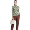 PORTS Women's Fragrant Wood Green Printed Turtleneck Sweater