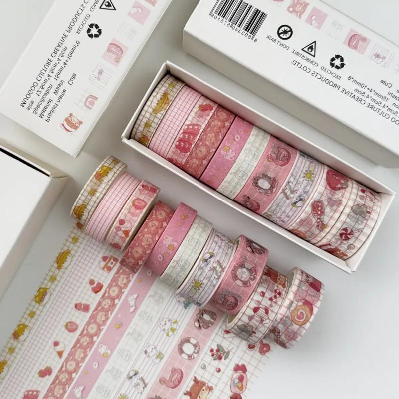 

10 Roll Vintage Style Washi Tape Set Adhesive Multi-Pattern Scrapbooking Tape Retro DIY Journals Deco Art Supplies