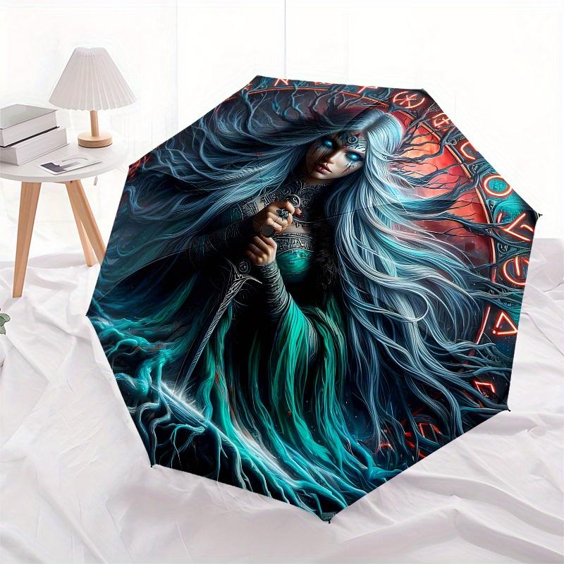 Enchanted Warrior Queen: Fantasy Art PosterUmbrella, Portable 3-Fold Compact Umbrella for Men & Women Gift
