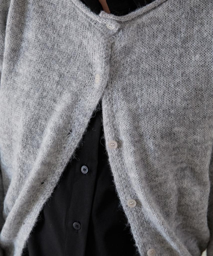 WIOE Basic Round Knit Cardigan_Melange Gray