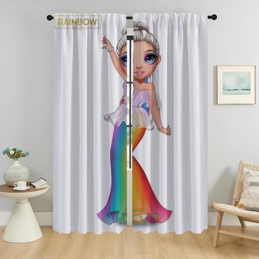 

Rainbow High Anti-mosquito Curtains for Living Room Halloween Decoration Blackout Curtain for Room 2 Panel Partition Shades Home W50xH70cmx2pcs-CL