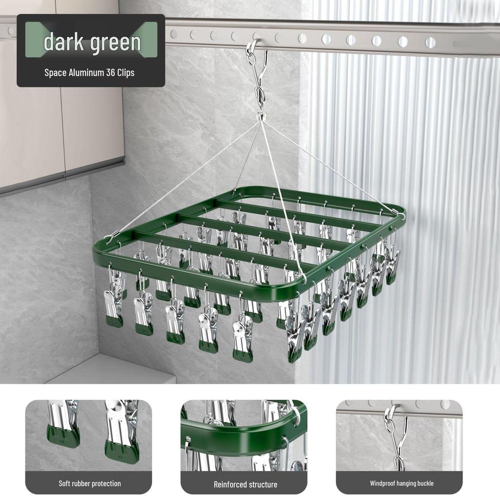 Aluminum Alloy Multi-Clip Drying Rack for Socks and Underwear