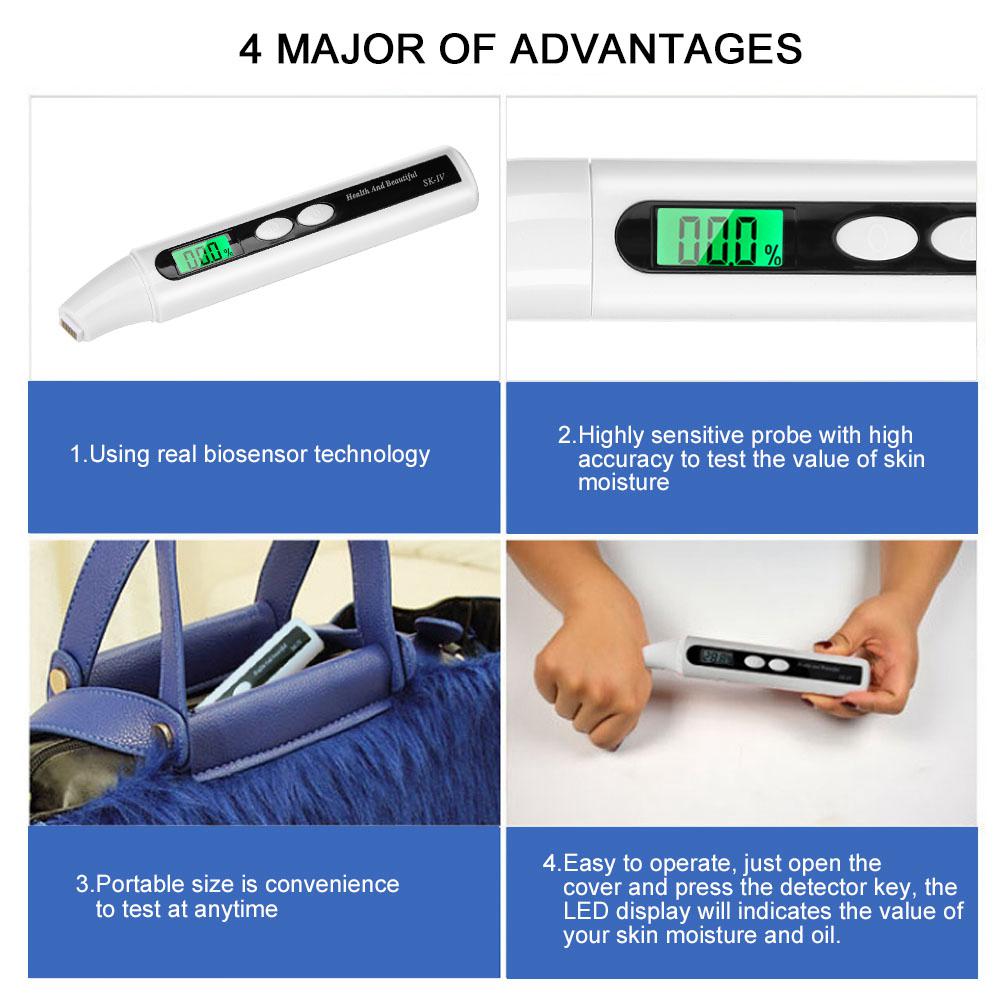 0~99.9% Digital LCD Skin Face Moisture Oil Analyzer Monitor Tester Detector