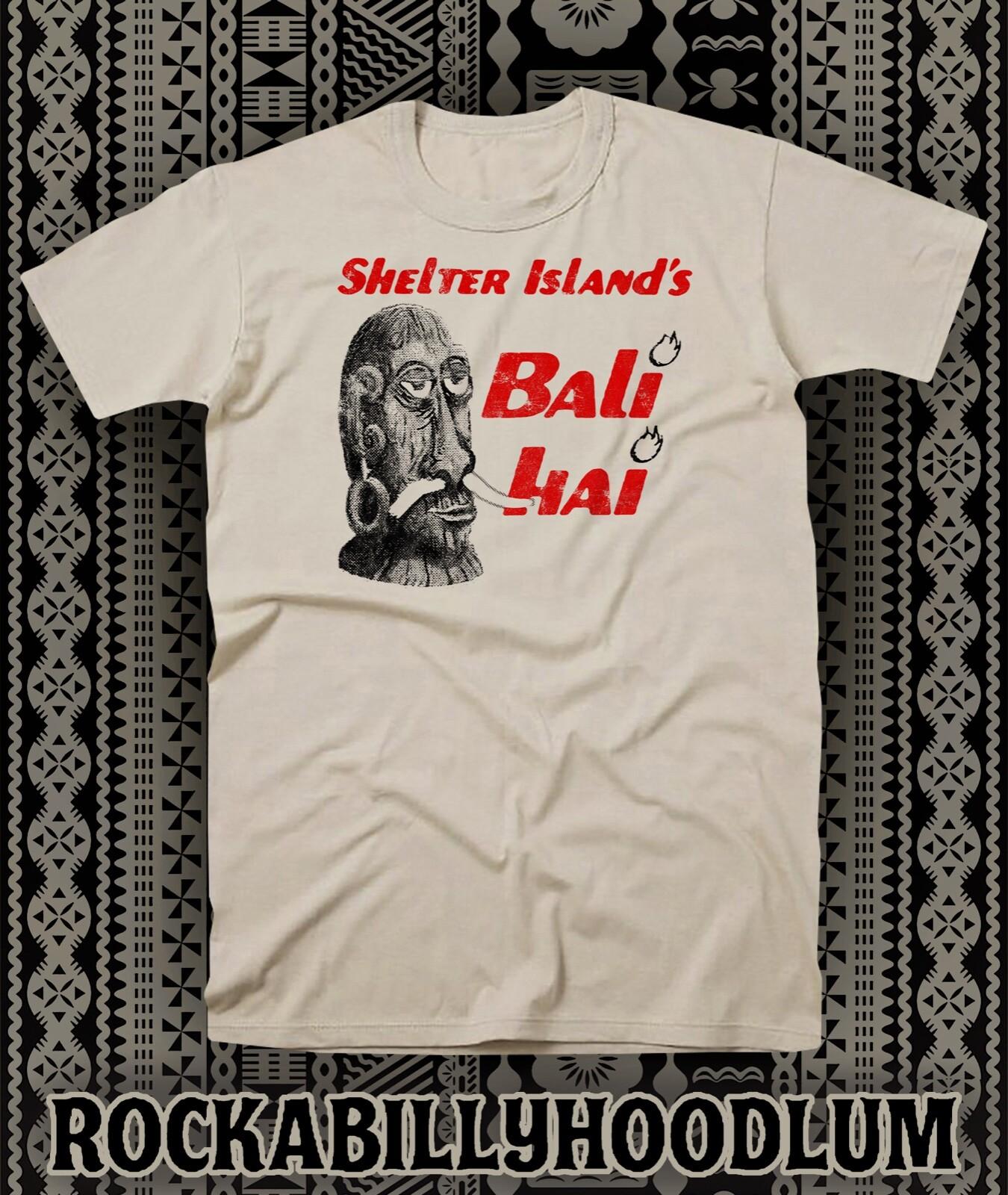 Retro Tiki Art Tee T Shirt Cotton Mug Bar Restaurant Bali Hai Shelter Island XL
