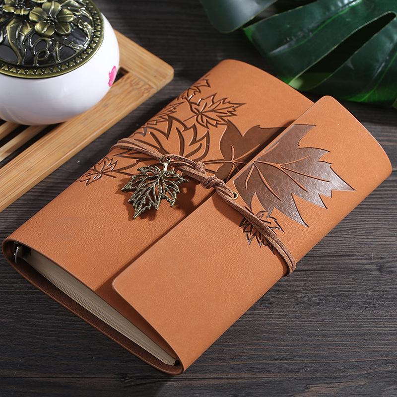 Maple Leaf Retro Kraft Paper Notebook: Simplistic Student Planner & Travel Diary