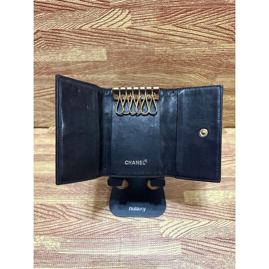 Used CHANEL Chocolate Bar 6-Key Case Black