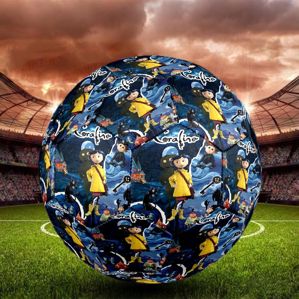 Coraline Print Size 5 Soccer Ball, Standard Match Football for Sports Game and Team Practice, Ideal Gift for Soccer Fans