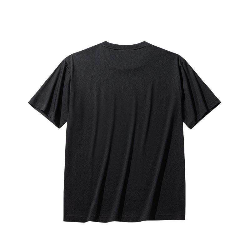 Anta Pohodlné Prodyšné Základní Tričko s Krátkým Rukávem a Kulatým Výstřihem s Nápisem Pánské Topy Černé 952528112-6