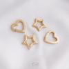 14K Gold-Filled Peach Heart Pentagram Spring Clasp Pendant for DIY Jewelry Necklace.