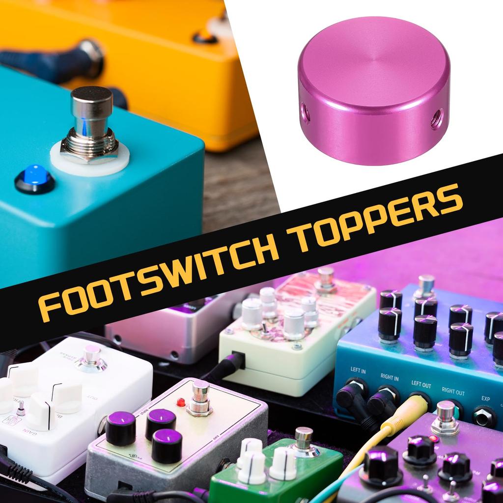 uxcell 10pcs Footswitch Toppers Guitar Pedal Button Caps Metal Footswitch Top Covers Inch Multicolor for Guitar Effect Pedal Buttons Green Gold Pink