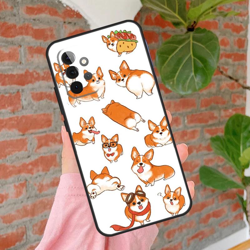 Cartoon Corgi Dog Shiba Inu Phone Case For Samsung Galaxy A15 A25 A55 A54 A34 A14 A35 A52 A32 A12 A51 A71 A13 A33 A53