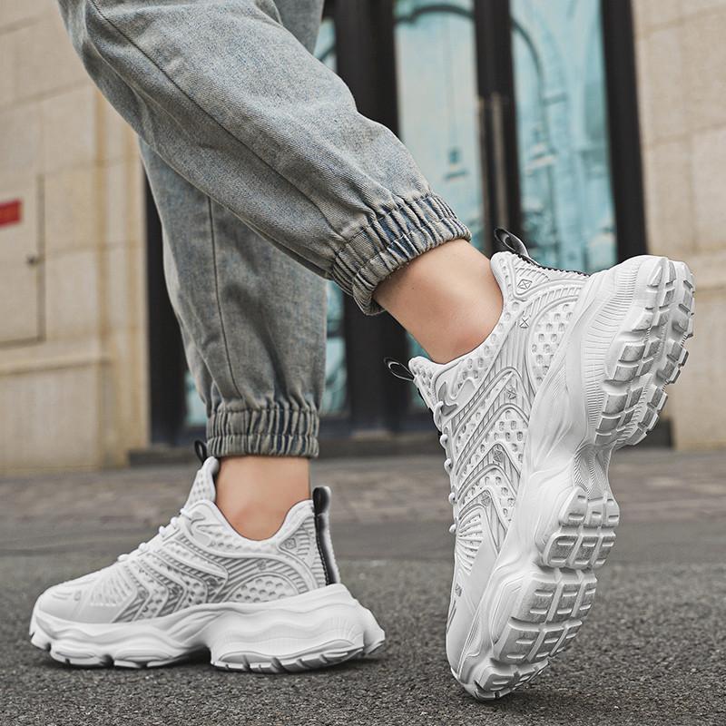 Fashion Yellow Sneakers Unisex Outdoor Mesh Breathable Platform Sneakers Men Women Street Lightweight Men's Casual Sports Shoes