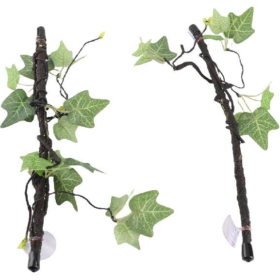 Reptile Corner Branch, 2 Pcs Plastic Strong Durable Imitation Bendable Jungle Climbing Vine Suction Cup Design Flexible Terrarium Plant Decoration