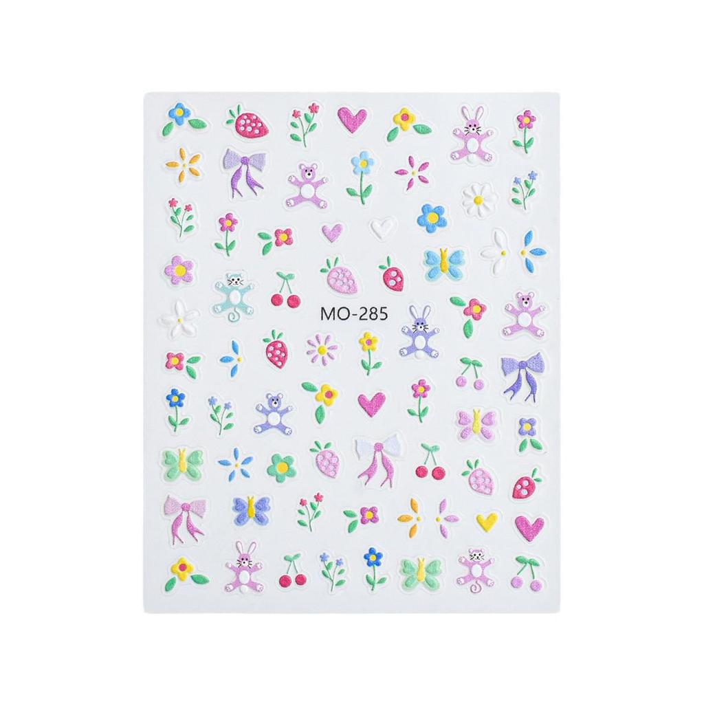 Spring Floral Embossed Nail Art Stickers: Fresh Ice Flower and Wearable Designs