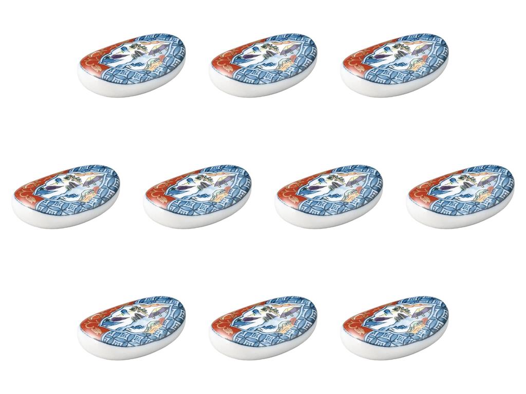Set of 10 Sansui Oval Chopstick Rests x x Chopstick Rests by Setomonohonpo [5 3.4 1.3 cm]