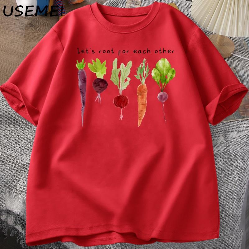 T-shirt Verdura Radici per l'Altra T-shirt Giardinaggio Uomo Donna Vegano Carota T-shirt Casual Manica Corta Cotone Abbigliamento Uomo