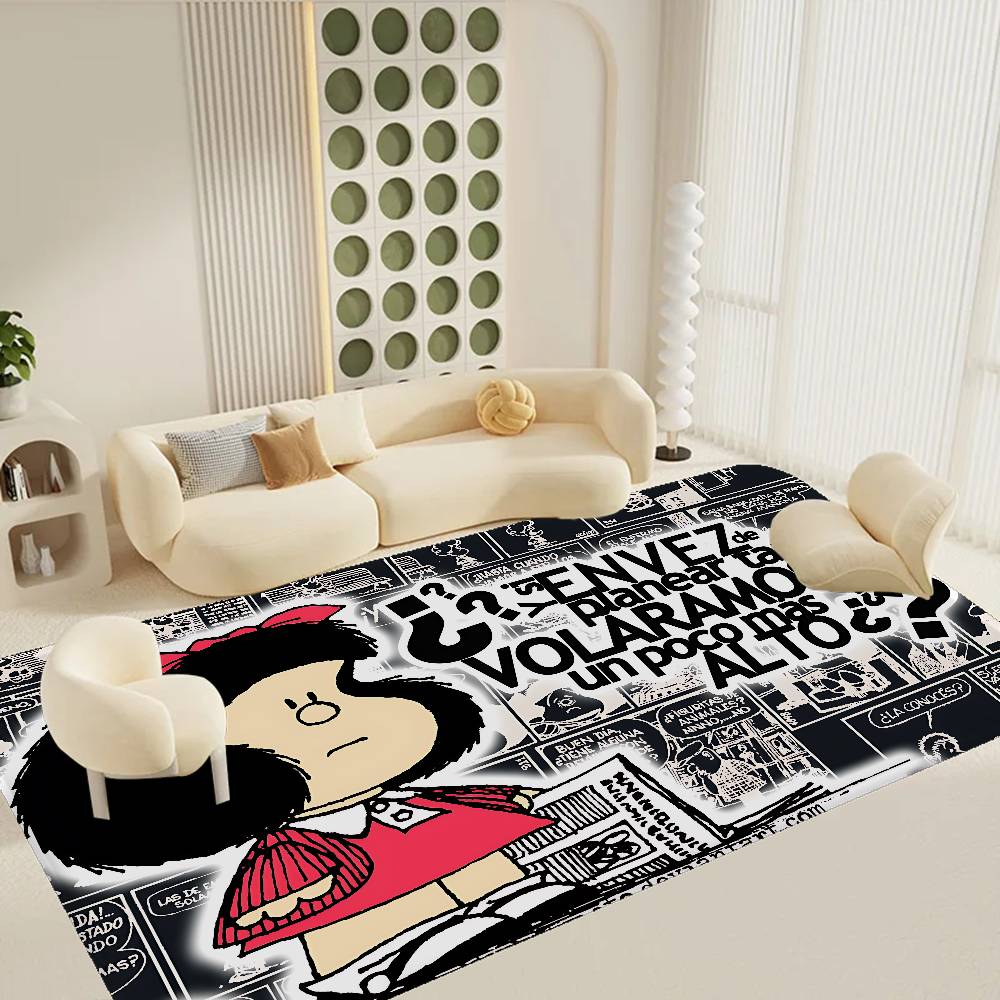 M-Mafalda Girl Floor Mat INS Style Soft Bedroom Floor House Laundry Room Mat Anti-skid Bedside Area Rugs