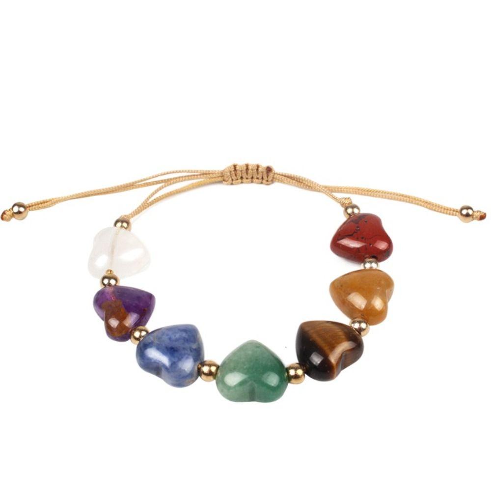 Ins Style Beads Heart Bracelet Love Bead Rainbow Stone Bracelet  Valentine's Day