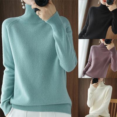 Women's Soft Warm Turtlenecks Sweaters Tops Thin Winter Warm Knitted Pullovers Plus Size Jumpers