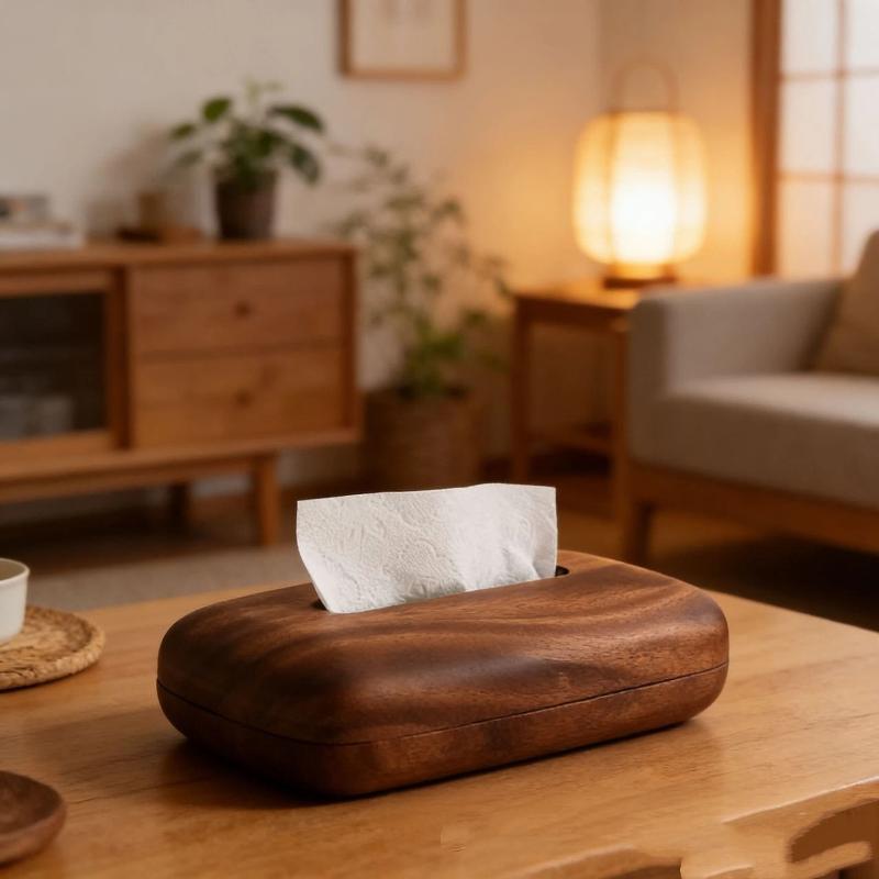 Walnussholz Taschentuchbox-Abdeckung Abnehmbarer Deckel 1 Stück Moderner Minimalistischer Holzhalter für Büro Rezeption Heimdekoration