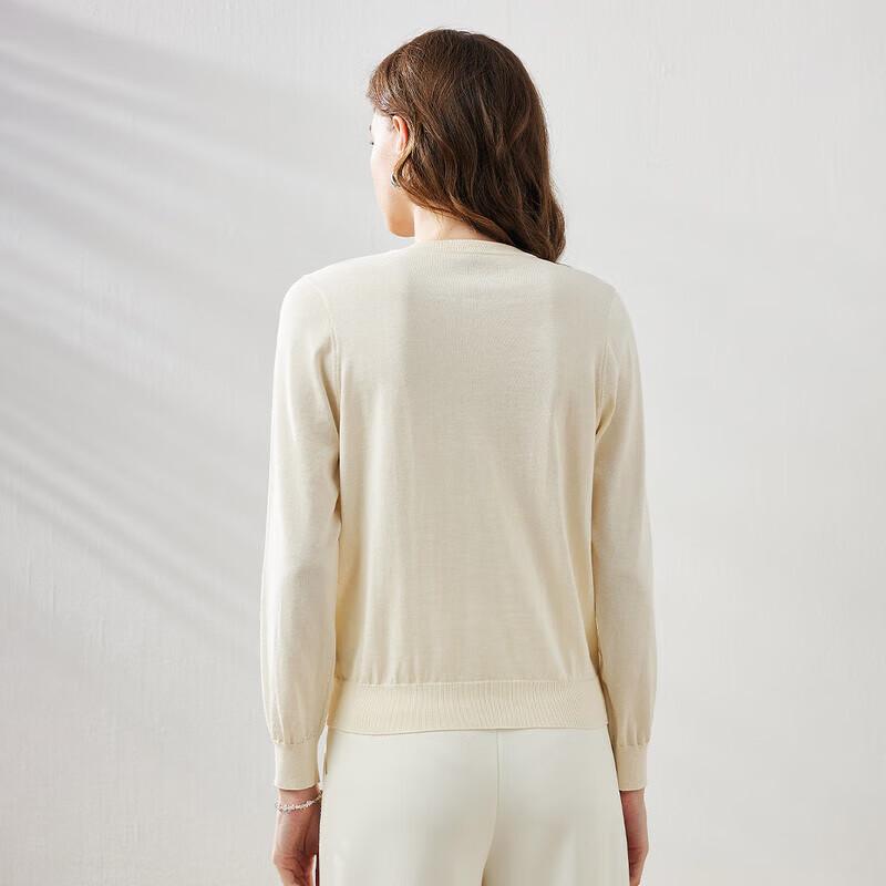 Kemengboka Women's Mulberry Silk Blend Round Neck Cardigan