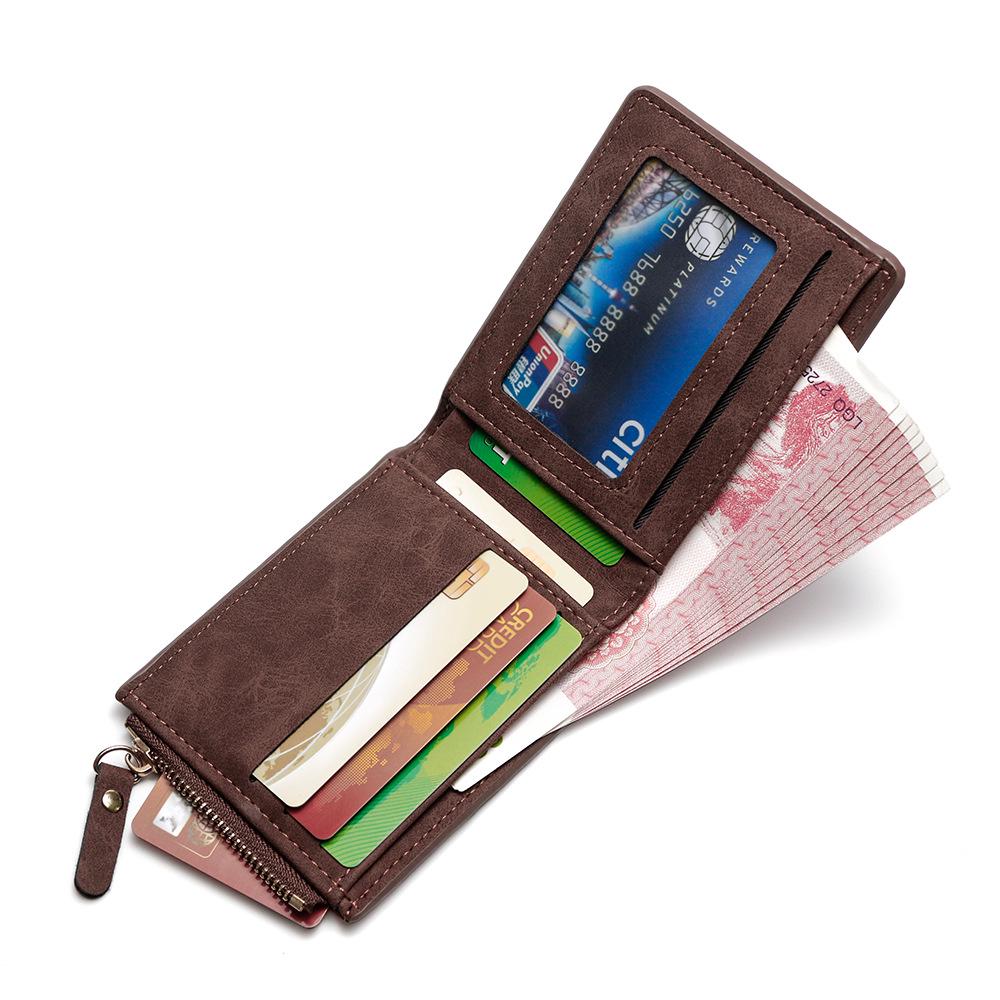 Frosted Men's Short Coin Purse Wallet with Money Clip