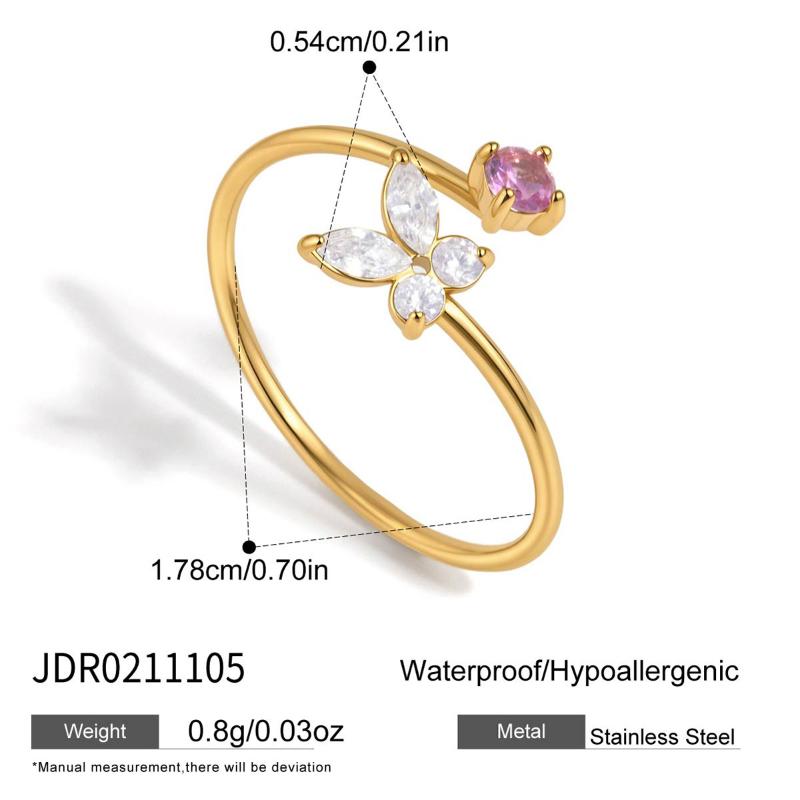 Sweet Hollow Butterfly Open Ring Gold Plated Lightweight Jewelry for Women Girls Daily Wear Graduation Gift B