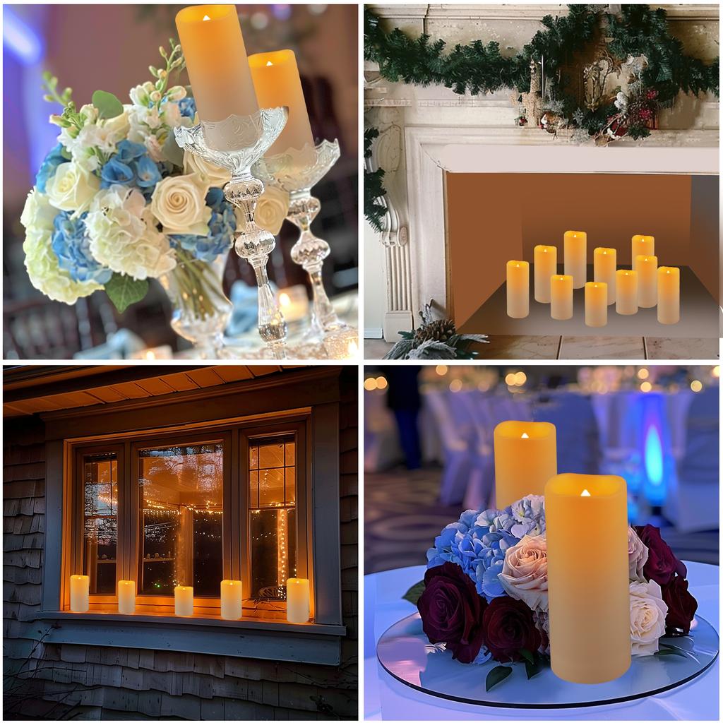 24/48Pc Waterproof Flameless LED Electronic Candles 4" 5" 6" 7" LED Tealight with 10-Key Remote 2/4/6/8Hour Cycling Timer Lights