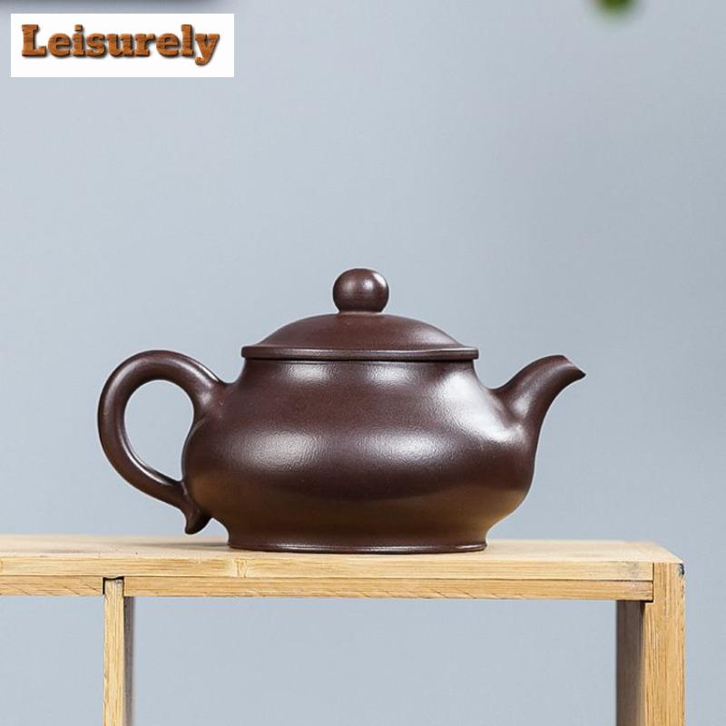 200ml Authentic Yixing Purple Clay Teapots Handmade Pan Pot Raw Ore Purple Mud Kettle With Filter Chinese Zisha Tea Set For Tea