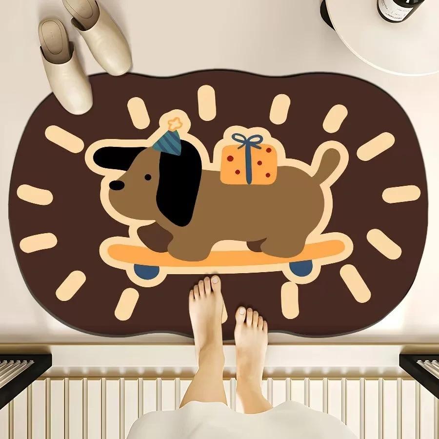 Diatom Mud Pad Resistant To Dirty Toilet Bathroom Toilet Door Area Moisture-wicking Quick Drying Mat Shower Room Door Slip-resistant Mat