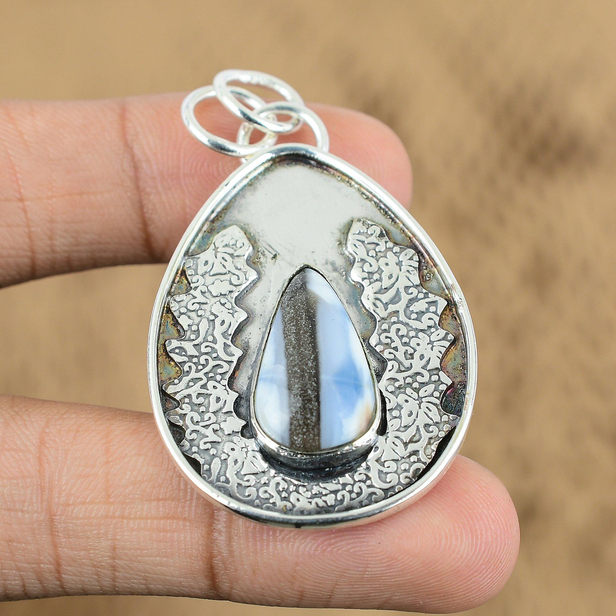 

Gift For Women Pendant 925 Sterling Silver Natural Owyhee Blue Opal Gemstone