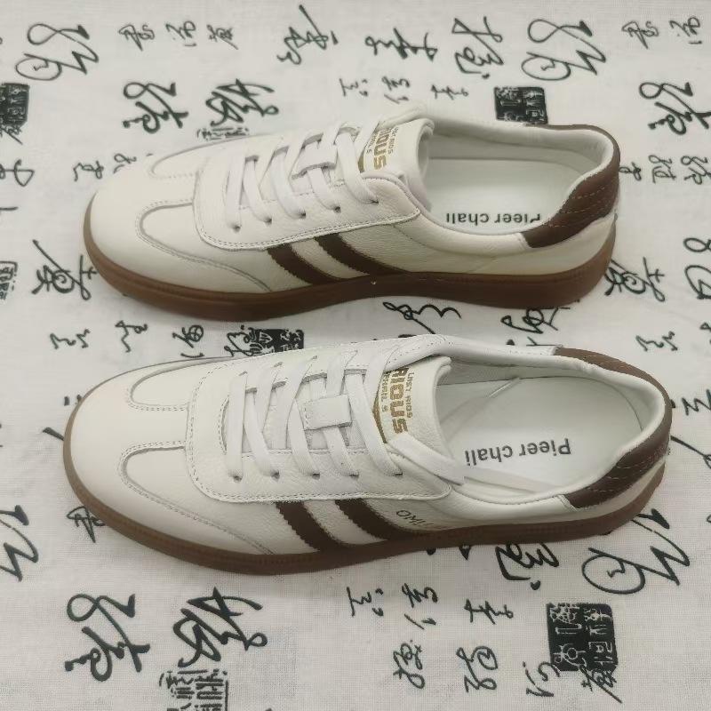 Autumn sports leather shoes men's cowhide round head trend fashion casual men's versatile leather shoes