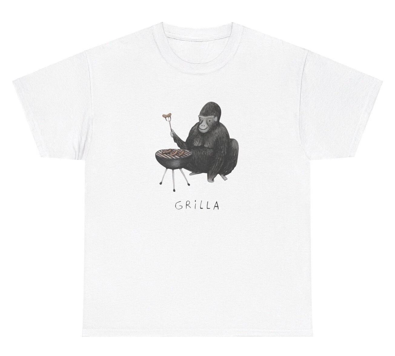 

Gorilla T Shirt Funny Cringe Gorilla Grilling Weirdcore Humor Cursed Gift Tee S