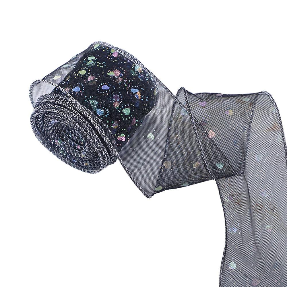 4cm Width Organza Ribbon 10 Yards Length Solid Color Wired Ribbon Mesh Style Hot Stamping Satin Ribbon Gift Wrapping