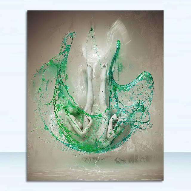 Metal Abstract Figure Statue Canvas Painting Poster and Prints Golden Portrait Sculpture Wall Picture for Living Room Home Decor