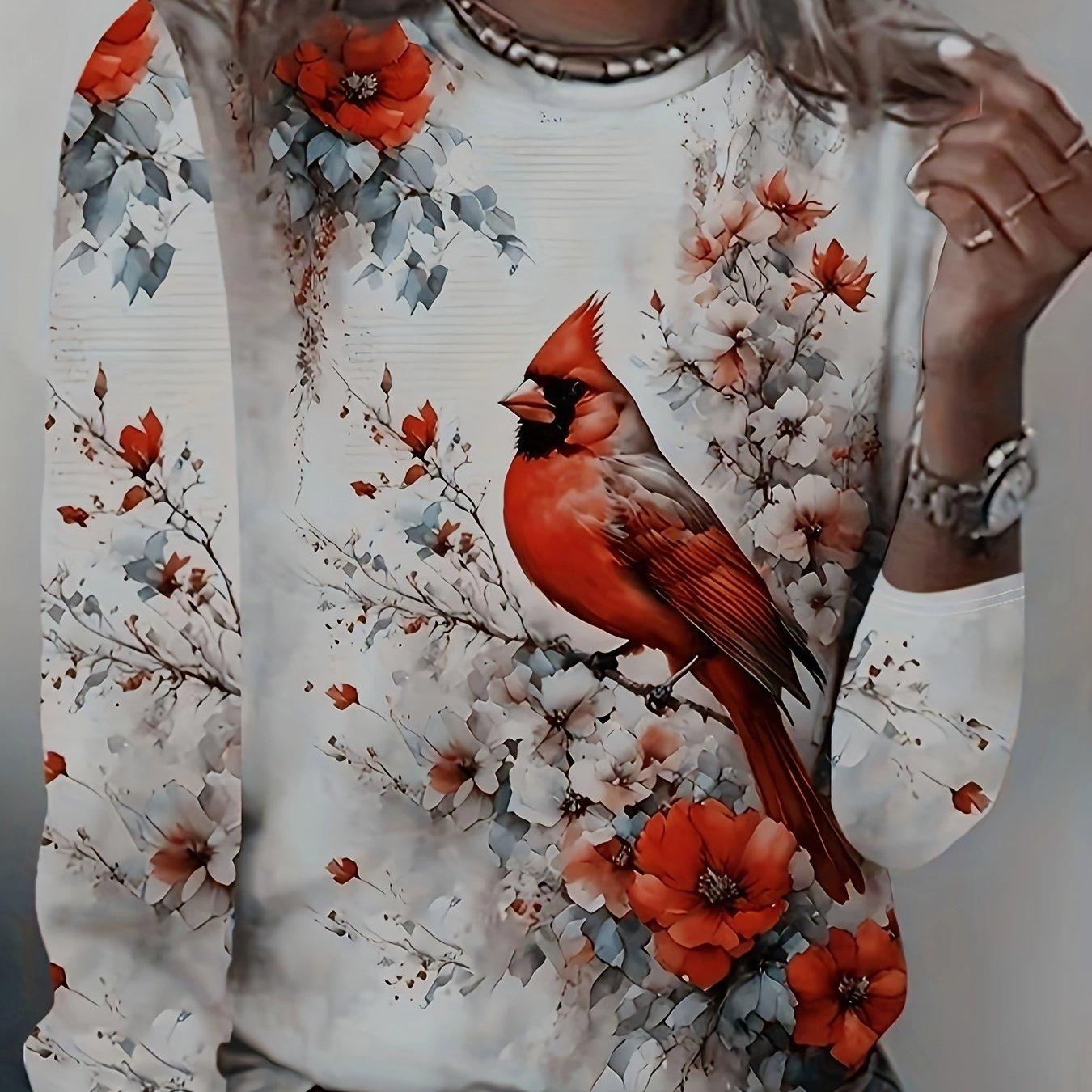 

Футболка с круглым вырезом и ярким цветочным принтом — мягкая, дышащая, с длинными рукавами для весны и осени XL