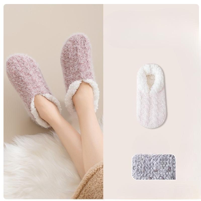 Floor Socks for Women, Home, Autumn and Winter, Thickened with Fleece, Warm Sleep Socks, Anti-slip Silicone Foot Warmer, Floor Socks